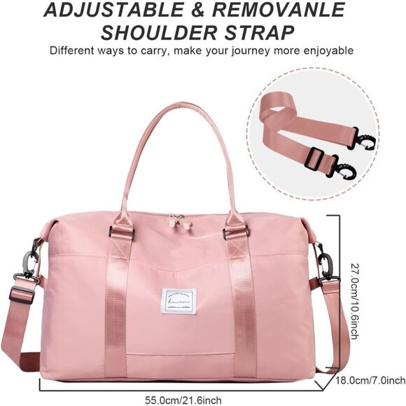 Waterproof Sports Travel Duffle Bag, Gym & Weekender Bag for Women with Strap - Picture 4 of 11